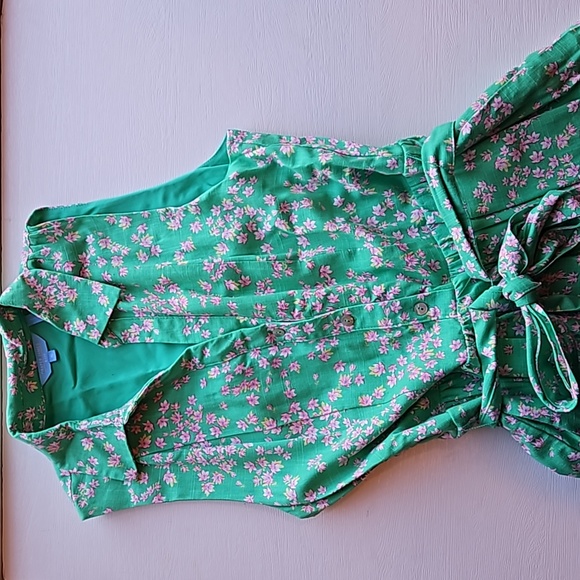 Draper James RSVP Green with Pink Flowers Linen Blend Maxi Dress S - Picture 2 of 8